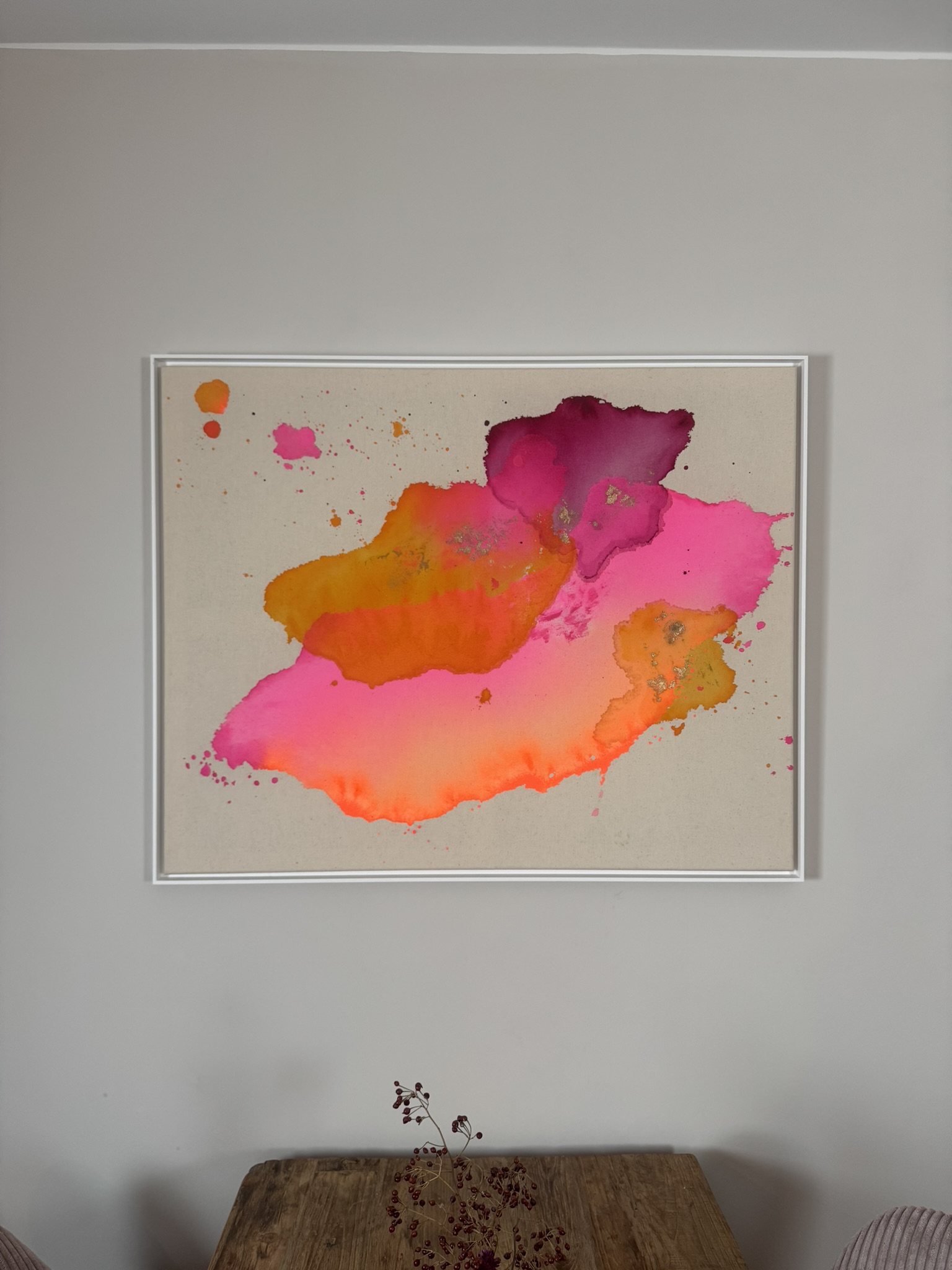 Sommersehnsucht, 2025, Acryl und Gold auf roher Baumwollleinwand, Ansicht 3